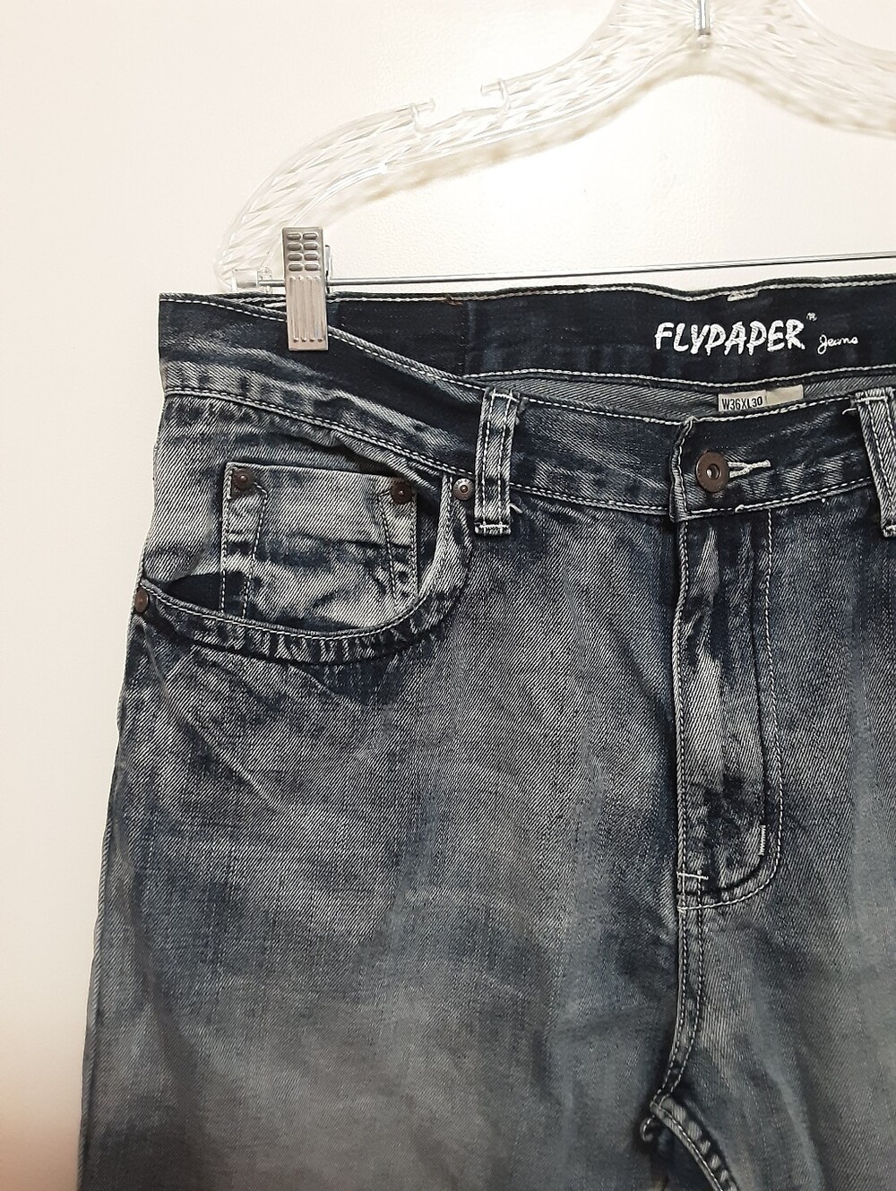 Flypaper Bootcut Distressed Jeans Mens 36W - Picture 4 of 13